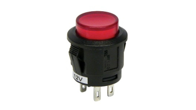 Intrerupator auto Carpoint 12V 20A rotund diametru 16,10mm , buton cu revenire , rosu