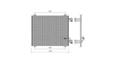 Condensator climatizare Audi A2 (8Z), 02.2000-08.2005, motor 1.4 TDI, 55 kw; A2 (8Z), 03.2001-08.2005, motor 1.2 TDI, 45 kw/1.4 TDI, 66 kw diesel, full aluminiu brazat, 510(470)x410x16 mm, fara filtru uscator