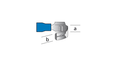 Papuci electrici izolati, tata, albastru  Plat, terminale pe cablu, 6,3x0,8mm, lungime 18,50 mm, crimpat, 562, 10 terminale la blister Carpoint