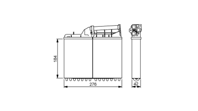 Radiator Incalzire BMW Seria 5 E34, 06.1987-01.1997, 518g, 518i, motor 1.8; 520i, motor 2.0 R6, benzina, fara AC, tip Valeo, aluminiu mecanic/plastic, 278x184x42 mm, SRLine