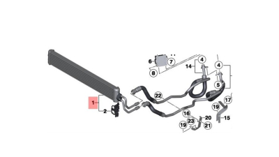 Radiator racire ulei motor, termoflot OEM/OES (Behr) BMW Seria 5 F10/F11, 03.2011-02.2017, motor 535i 3.0 R6 T, 225 kw, benzina, cv automata, 555x84x30 mm, racitor transmisie, din aluminiu brazat