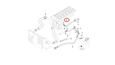 Furtun radiator Bmw Seria 3 E46 1998-2006, Seria 5 E39 1995-2003, Seria 7 E38 1994-2001, X3 E83 2004-2011, X5 E53 2000-2007, Z3 E36/7/8 1995-2003, Z4 E85/86 2003-2009, plastic, BestAutoVest 2022PW-4