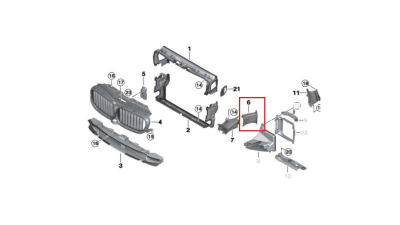 Deflector aer radiator Bmw Seria 5 (G30/G31), 05.2017-, Fata, partea Stanga, Aftermarket