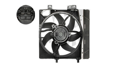 GMV radiator electroventilator Peugeot 1007, 2005-2009, motor 1.4; 1.6, benzina, 1.4 HDI, 1.6 HDI, diesel, fara AC, 260 W; 345 mm; 2 pini