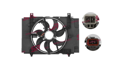 GMV radiator electroventilator Nissan Juke (F15), 2010-, motor 1.6, benzina, cutie M/CVT, 375 mm; (2 +2) pini