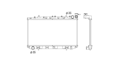 Radiator racire Nissan Primera (P10), 06.1990-10.1996 ; 1,6 66/75kw; 1,8 74kw; 2,0 85/105kw Benzina, Manual, Cu/fara AC , tip Calsonic, diametru intrare/iesire 35/35mm, 648x340x16, Cu lipire fagure prin brazare Aftermarket