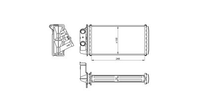 Radiator Incalzire Fiat Palio (178), 03.2003-2012, motor 1.2; 1.6, benzina, 1.9 TD, diesel, aluminiu mecanic/plastic, 250x140x42 mm, 