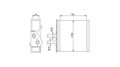 Radiator Incalzire Fiat Barchetta, 01.1995-04.2004, motor 1.8, benzina, cutie manuala, tip Borletti, aluminiu mecanic/plastic, 165x195x42 mm, SRLine