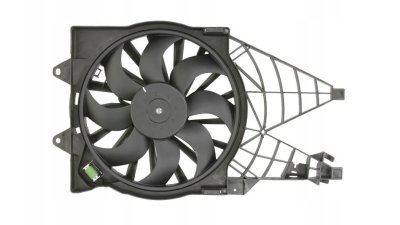 GMV radiator electroventilator Fiat Linea, 06.2007-2015, motor 1.3 D Multijet, 1.6 D Multijet, diesel, cutie manuala, cu AC, 360 W; 385 mm; (2 +2) pini