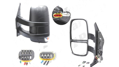 Oglinda exterioara Iveco Daily, 05.2006-2014, partea Stanga, reglare electrica; incalzita; cu brat lung; geam convex; cromat; senzor temperatura; 7 pini; cu semnalizare