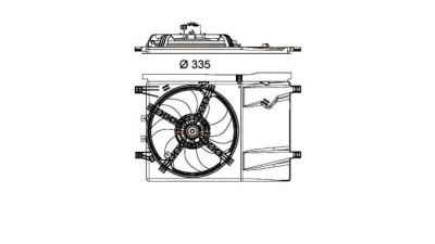 GMV radiator electroventilator Peugeot Bipper, 2007-, Citroen Nemo, 2007-, motor 1.4, benzina, fara AC, 2 pini