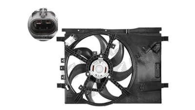 GMV radiator electroventilator Peugeot Bipper, 2007-, Citroen Nemo, 2007-, motor 1.4, benzina, cu AC, 350 W; 385; 2 pini