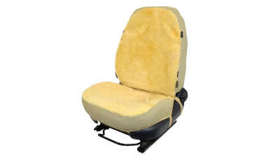 Husa scaun auto, acoperita cu lana naturala, culoare bej, compatibila pentru scaune cu airbag, 1bucata