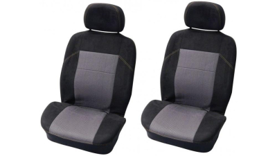 Set huse scaune fata auto Fiat Bravo din 2007-, Carpoint Suede negru 4 buc ( 2 huse scaune fata + 2 huse tetiere)