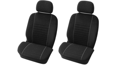 Set huse scaune fata auto Fiat Bravo din 2007-, Carpoint Velour negru 4 buc ( 2 huse scaune fata + 2 huse tetiere)