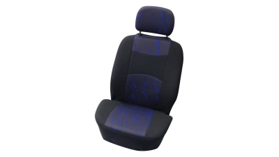 Set huse scaune fata auto Seat Altea, Carpoint Classic Negru/Albastru 4 buc ( 2 huse scaune fata + 2 huse tetiere)