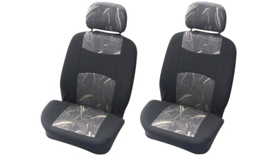 Set huse scaune fata auto Fiat Bravo din 2007-, Carpoint Classic Negru/Gri 4 buc ( 2 huse scaune fata + 2 huse tetiere)