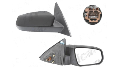 Oglinda exterioara Ford Mustang, 2010-2012 S302; Mustang, 2010- Shelby, Dreapta, reglare electrica; grunduita; geam convex; cromat; 3 pini