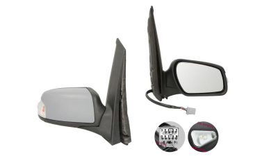 Oglinda exterioara Ford Focus C-Max (C214), 10.2003-06.2007 , C-Max (C214), 06.2007-12.2010, Dreapta, NU pentru versiune Titanium, reglare electrica; grunduita; incalzita; geam convex; cromat; pliere electrica; cu semnalizare; cu lampa perimetru