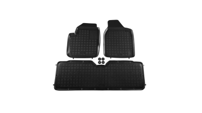 Set covorase auto din cauciuc Galaxy (Wgr), 05.1995-04.2006, Seat Alhambra (7v8/7v9), 04.1996-06.2010; Vw Sharan (7m), 05.1995-04.2010 Cu 5 Locuri, negru, 4 bucati