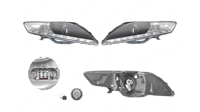 Far Ford Mondeo (Ba7), 03.2007-02.2015, fata, Stanga+Dreapta, cu LED-uri pozitie; H9; manual; negru, transparent; tuning;