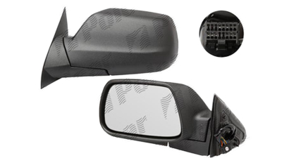 Oglinda exterioara Jeep Grand Cherokee (Wh), 01.2005-07.2010, partea Dreapta, culoare sticla crom, sticla convexa, cu carcasa neagra, cu incalzire, ajustare electrica, ajustare electrica