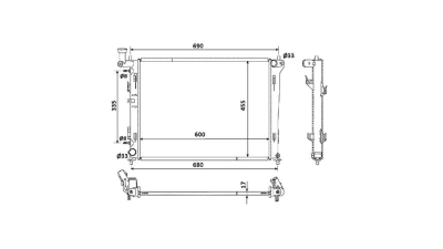 Radiator racire Hyundai I30 (Fd), 2007-2012 ; Elantra (Hd), 2006-2011,  1,4 80kw; 1,6 90 Kw; 2,0 102/105kw Benzina, Automat, Cu/fara AC, diametru intrare/iesire 34/34mm, 599x448x16, Cu lipire fagure prin brazare Aftermarket