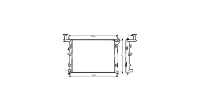 Radiator racire Hyundai Elantra, 06.2006-2011, motor 1.6, 90 kw; 2.0, 102 kw, benzina, cutie manuala, cu/fara AC, 600x451x23 mm, aluminiu/plastic, 