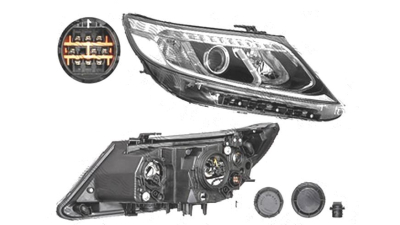 Far Kia Sorento (Xm), 10.2012-12.2014, fata, Dreapta, cu LED daytime running light; H7+H7+PY21W; electric; fara motoras;