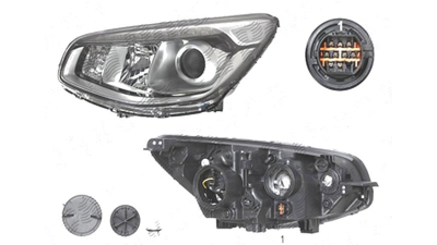 Far Kia Soul (Am), 07.2013-, fata, Stanga, lense; cu LED daytime running light; H7+H7+PY21W; electric; fara motoras, DEPO