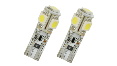 Set 2 becuri auto Vecta 12V T10 W2.1x9.5d 5W cu 5 leduri SMD 5050SMD Canbus , fara eroare in bord , alb