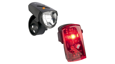 Set lumini bicicleta LED Axa GreenLine 15 , 15 Lux, incarcare USB, lumina fata si lumina spate