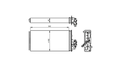 Radiator Incalzire Mercedes Vito (W638), 02.1995-07.2003, motor 2.1 CDI, 2.3 TD, diesel, 2.0, 2.3, benzina, aluminiu mecanic/plastic, 343x182x42 mm, 