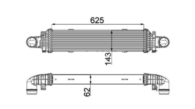 Intercooler Mercedes Clasa C (W204), 08.2007-2014, motor 2.1 CDI, 3.0 CDI, diesel, cu AC, aluminiu brazat/plastic, 625x143x62 mm, 