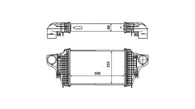 Intercooler Mercedes Clasa M (W164), 04.2009-2012, ML300 CDI, ML300 CDI motor 3.0 CDI 140/150/165/170kw, diesel, cu/fara AC, aluminiu brazat/plastic, 550x237x50 mm, 