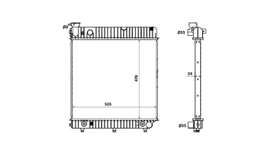 Radiator racire Mercedes T1 (207-410) 1986-1996 Model 207d/307d/407d (2,4 D 53kw); 208/308 (2,3 62kw); Diesel/Benzina, Automat, 500x476x32, Cu lipire fagure prin brazare Aftermarket