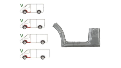 Prag metalic Mercedes Sprinter 2006-2018, Vw Crafter (2e), 12.2005-04.2017, fata, Stanga, inalta; sub usa fata; cu 1/3 segment aripa (aripa interioara)