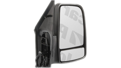 Oglinda exterioara Mercedes Sprinter 209-524, 07.2006-10.2013, Vw Crafter (2e), 12.2005- , partea Dreapta, culoare sticla crom , sticla convexa, cu carcasa neagra, cu incalzire , ajustare electrica,