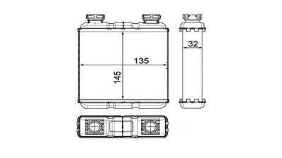 Radiator Incalzire SMART FORTWO (W451), 01.2007-2014, motor 1.0/1.0 T, benzina, 0.8 CDI, diesel, cutie automata, cu tevi, aluminiu brazat/aluminiu, 135x145x32 mm, Behr Hella