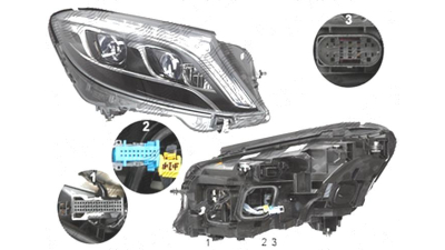 Far Mercedes Clasa S (W222), 08.2013-, fata, Dreapta, cu lumini pentru curbe; cu infrared system; LED; electric; fara motoras; fara levelling control unit;