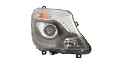 Far Mercedes Sprinter 210-519, 10.2013-, fata, Dreapta, bi-xenon; cu lumini pentru curbe; cu LED daytime running light; D3S+H7+LED+PY21W; electric; cu gas bec xenon; cu ballast; cu motor; cu becuri, HELLA