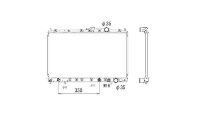 Radiator racire Mitsubishi Space Wagon (Uf) 05.1992-06.1993 ( 1,8 90kw) Benzina, Automat, Cu/fara AC, tip Denso , diametru intrare/iesire 35/35mm, 648x375x16, Cu lipire fagure prin brazare Aftermarket