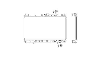 Radiator racire Mitsubishi Space Wagon (Uf) 06.1993-09.1998 ( 1,8 90kw) Benzina, Manual, Cu/fara AC, tip Denso , diametru intrare/iesire 35/35mm, 658x375x16, Cu lipire fagure prin brazare KOYO