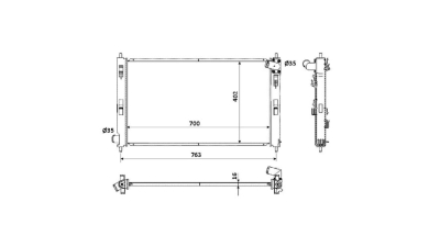 Radiator racire Mitsubishi Outlander (Cw0), 06.2007-2012 2,0 Di-D 103kw; 2,4 125kw; 2,0 108kw; 3,0 V6 162kw Benzina/Diesel, M/A, Cu/fara AC, 700x403x16, Cu lipire fagure prin brazare Aftermarket