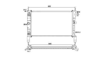 Radiator racire Opel Astra F, 1991-2002, Motorizare 1, 4; 1, 6 Benzina, tip climatizare fara AC, cutie Automata, dimensiune 525x322x23mm, Aftermarket