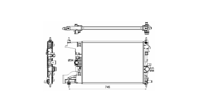 Radiator racire Opel Astra J, 10.2009-2017 Motorizare 1, 4 Turbo 103kw; 1, 6 Turbo 132kw Benzina, tip climatizare cu/fara AC, cutie M/A, cu conectori rapizi iesire, dimensiune 580x382x28mm, Cu lipire fagure prin brazare, Aftermarket