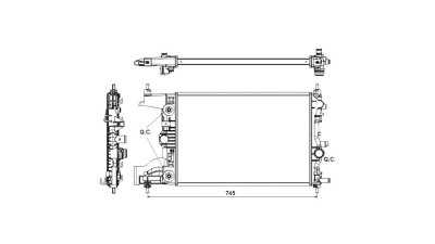 Radiator racire Opel Astra J, 10.2009-2017 Motorizare 1, 6 85kw Benzina, tip climatizare cu AC, cutie Automata, , cu conectori rapizi iesire, dimensiune 580x382x26mm, Cu lipire fagure prin brazare, Aftermarket