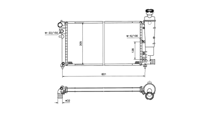 Radiator racire Peugeot 106 S16 1,6 87kw Cu/Fara Ac; Si Modelul 106 Rallye 1,3 74kw U/Fara Ac Benzina, Manual, 530x320x24, Cu lipire fagure mecanica Aftermarket