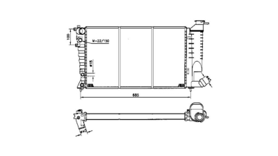 Radiator racire Citroen Xsara, 1997-09.1998 1,8 76kw; 2,0 99kw ; Benzina, Automat, Cu/fara AC, cu conectori rapizi iesire, 610x366x31, Cu lipire fagure prin brazare Aftermarket