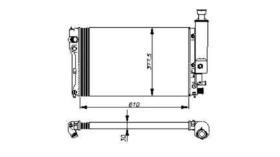 Radiator racire Peugeot 405, 1987-1992, Motorizare 1, 6 53/69kw; 1, 9 70/77/88/90/93kw; 1, 9 D 51kw; 2, 0 112kw Diesel/Benzina, tip climatizare cu/fara AC, cutie M/A, dimensiune 610x377x22mm, Cu lipire fagure mecanica, RNBC